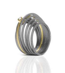Sortija Filum 9 de plata y oro y brillante
