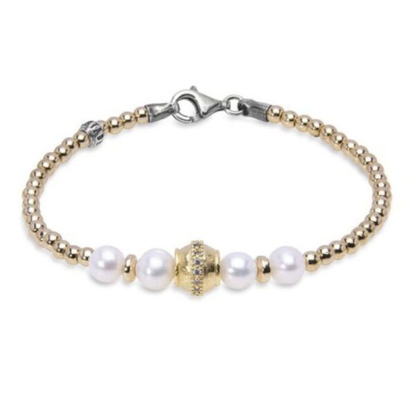 Pulsera PLATADEPALO perlas y hematíes