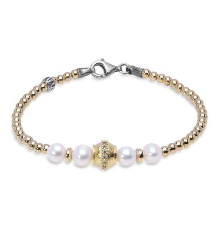 Pulsera PLATADEPALO perlas y hematíes