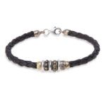 Pulsera PLATADEPALO cuero marrón y entrepiezas