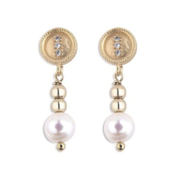 Pendientes PLATADEPALO perla y hematites