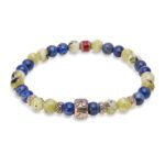 Pulsera PLATADEPALO elástica bolas multicolor azul