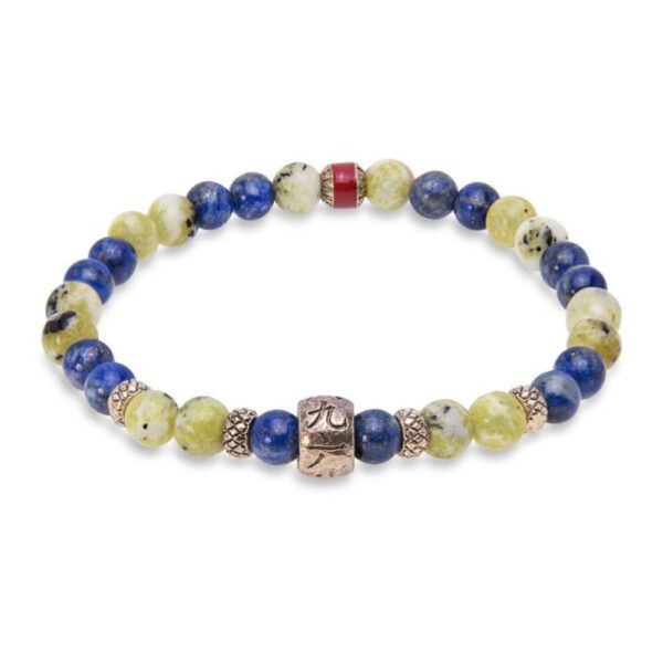 Pulsera PLATADEPALO elástica bolas multicolor azul