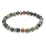 Pulsera PLATADEPALO elástica bolas multicolor verde