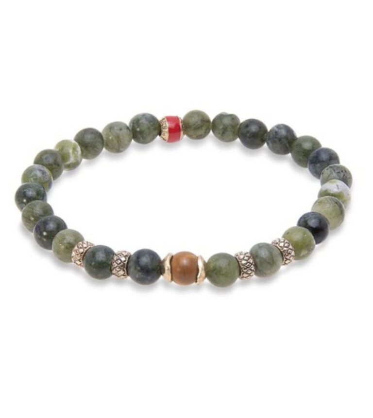 Pulsera PLATADEPALO elástica bolas multicolor verde