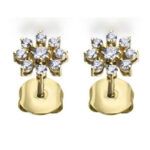 Pendientes flor oro amarillo y diamamntes