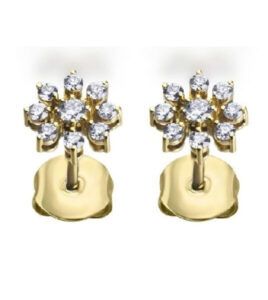 Pendientes flor oro amarillo y diamamntes