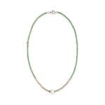 COLLAR PLATADEPALO SUMMER BOLAS VERDES Y PERLA