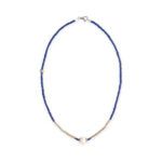 COLLAR PLATADEPALO SUMMER BOLAS AZULES Y PERLA