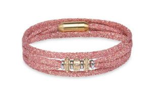 PULSERA PLATADEPALO SUMMER CORDÓN SEDA ROSA