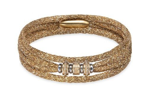 PULSERA PLATADEPALO SUMMER CORDÓN SEDA DORADO