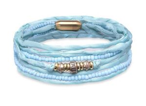 PULSERA PLATADEPALO SUMMER CORDÓN SEDA Y BOLAS MAR