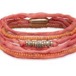 PULSERA PLATADEPALO SUMMER CORDÓN SEDA Y BOLAS SALMÓN