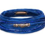 PULSERA PLATADEPALO SUMMER CORDÓN SEDA Y BOLAS AZUL INTENSO