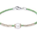 PULSERA PLATADEPALO SUMMER PERLAS Y BOLAS VERDES