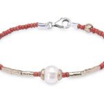 PULSERA PLATADEPALO SUMMER PERLAS Y BOLAS ROJAS