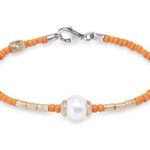 PULSERA PLATADEPALO SUMMER PERLAS Y BOLAS NARANJAS