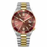 CITIZEN TSUYOSA SHORE Automático esfera y bisel BURDEOS acabado Bicolor (acero y chapado oro)