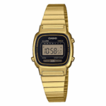 CASIO Clásico tamaño pequeño dorado cristal negro