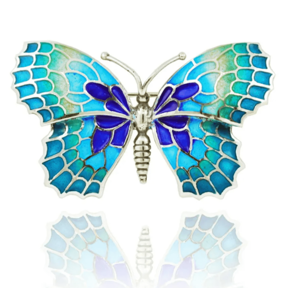 1030547EPB.png BROCHE- COLGANTE MARIPOSA PLATA Y ESMALTE AZULES - Imagen 1