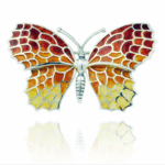 BROCHE- COLGANTE MARIPOSA PLATA Y ESMALTE OCRES