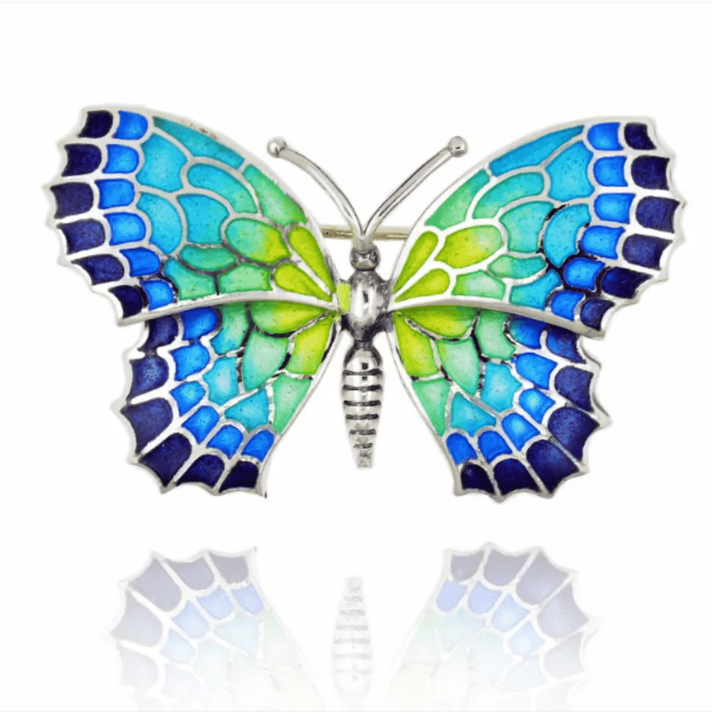 1030760EPG.png BROCHE- COLGANTE MARIPOSA PLATA Y ESMALTE, AZUL Y AMARILLO - Imagen 1