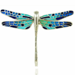 BROCHE- COLGANTE LIBÉLULA PLATA Y ESMALTE AZULES