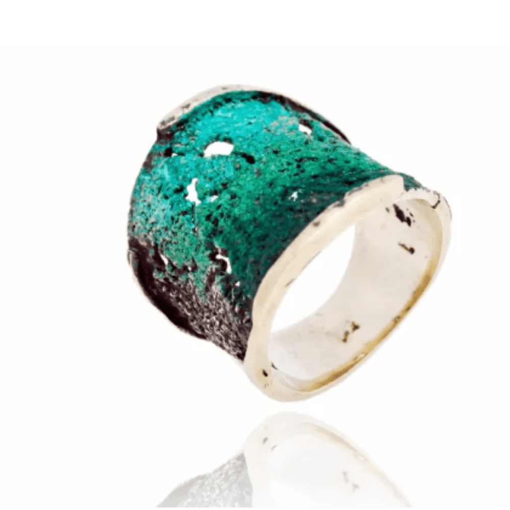 1182085XPU ANILLO PLATA Y ESMALTE COLECCIÓN INTENZZA VERDE ESMERALDA - Imagen 1
