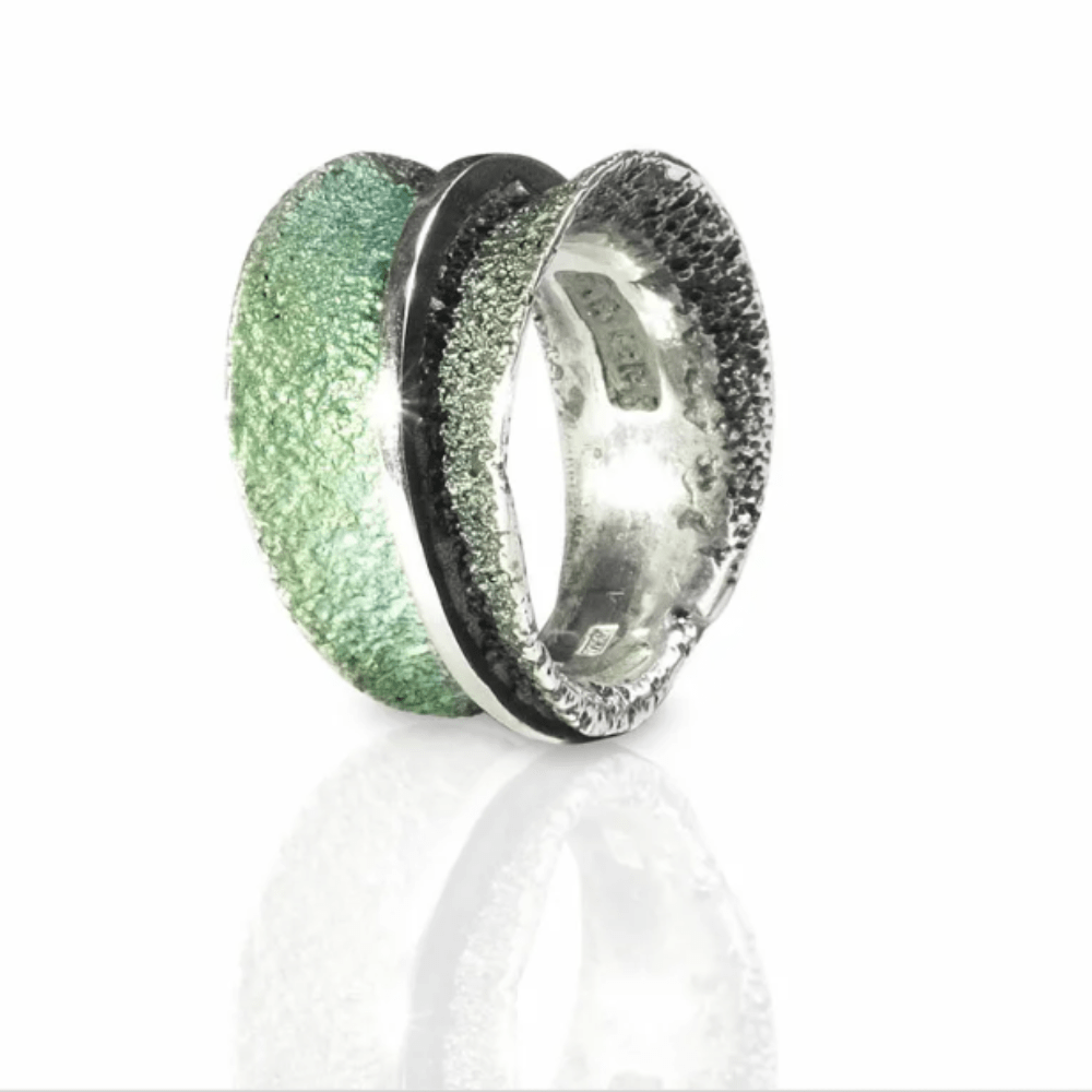 1183222xpu.png ANILLO PLATA ESMALTE COLECCIÓN OSHA VERDE - Imagen 1